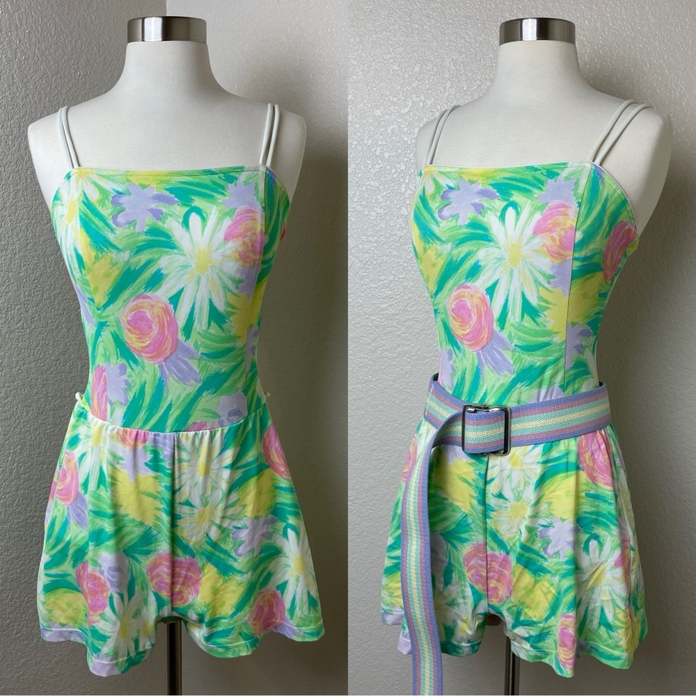 VINTAGE Orvis Retro Floral One-Piece Swimsuit Romper/Playsuit